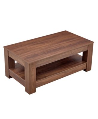 Walnut coffee table, double-layered, MDF, suitable for living room, bedroom, study