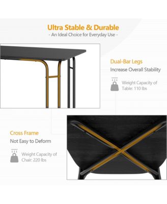 5 Pcs Modern Dining Table Set 4 Chairs Steel Frame Home Kitchen Furniture