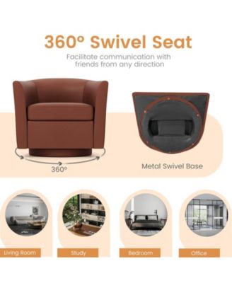 Swivel Barrel Chair with Ottoman Footrest Curved Backrest