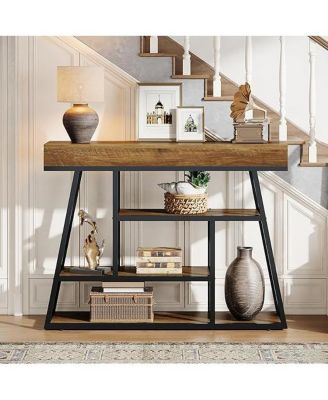 41.3" Entryway Table, Industrial Narrow Console Sofa Table with 4 Tiers Storage Shelves for Entry, Hallway
