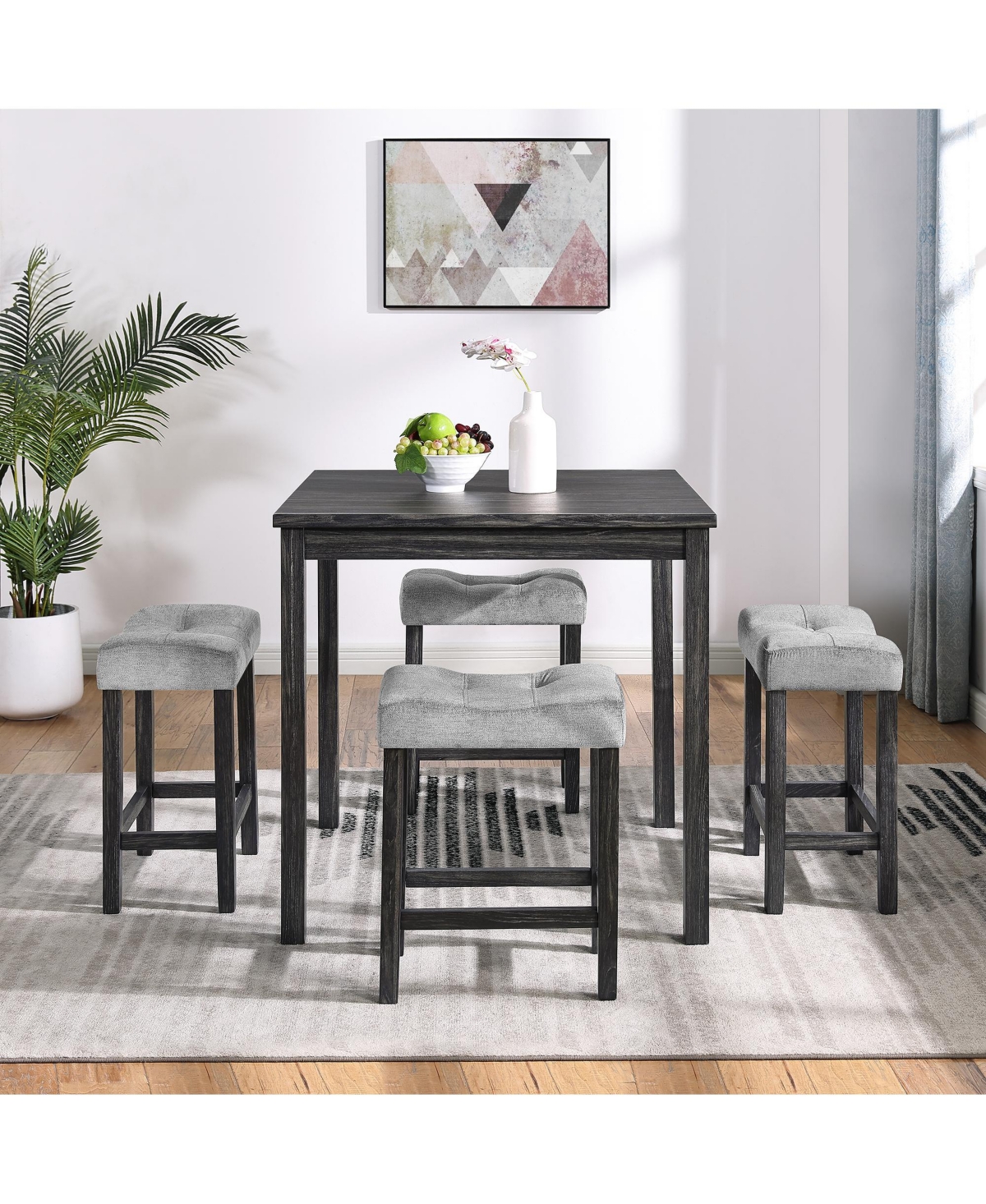 Flynama Industrial 5 Piece Dining Table Set with 4 Stools 36Inch Square Table and Space Saving Design for Kitchen Dining Room and Game Room
