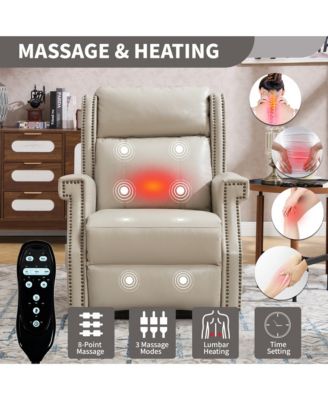 Faux Leather Manual Recliner Chair for Living Room with 8 Vibrating Nodes and 155-Degree Recline