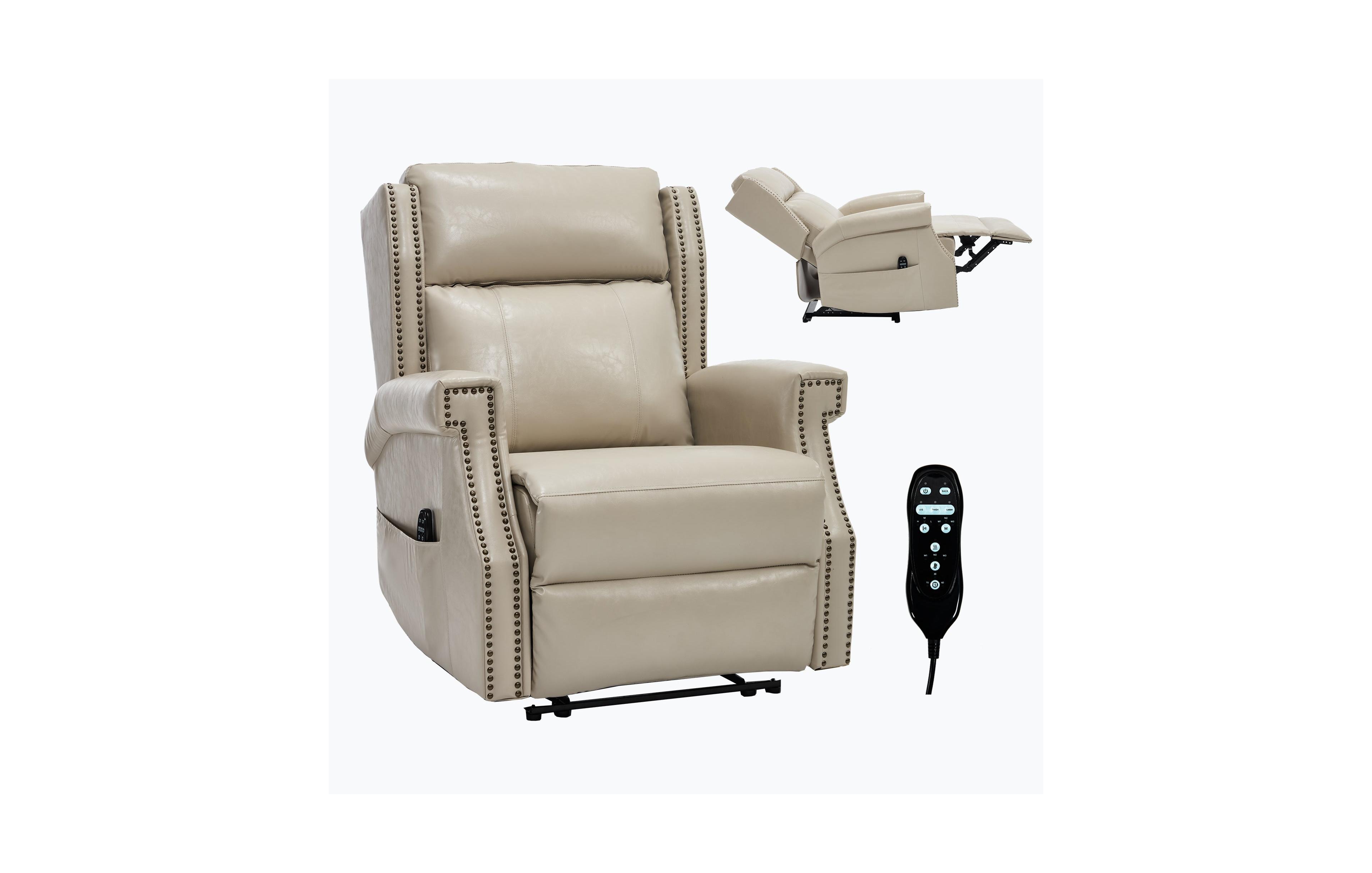 Boyel Living Faux Leather Manual Recliner Chair for Room with 8 Vibrating Nodes and 155-Degree Recline