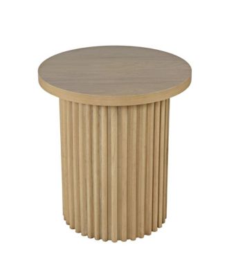 Auden 24" Round Mid-Century Modern Fluted Pedestal Base End Table