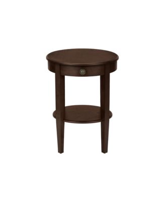 Accent Table, 2 Tier, End, Side Table, Round, Nightstand, Bedroom, Lamp, Brown Veneer, Transitional