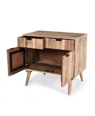 Natural Mango Wood Furniture with Smart Storage Drawers Dual Cabinets and Safety Restraint System