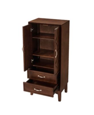 53.5" Mid Century Modern Walnut Kitchen Pantry Storage Cabinet with Doors & Drawers