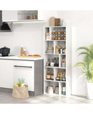 63" Tall Floor Standing Open Bookshelf with 10 Cubbies 5 Back Anti-falling Panels