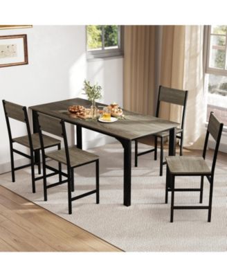 Set of 4 Dining Chairs w/Metal Legs Slanted Back Wide Seat for Living Room