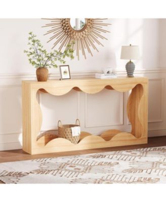 63" Farmhouse Entryway Table,Console Table with Storage,Sofa Table Behind Couch,Narrow Entry Table, Brown