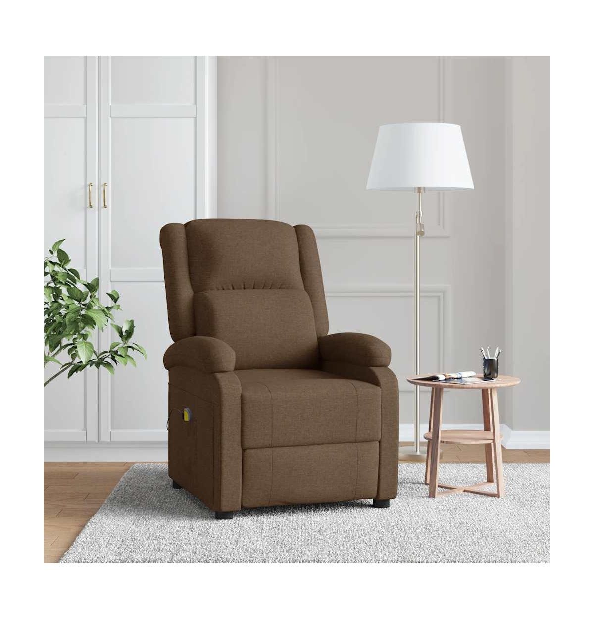 vidaXL Massage Chair Brown Fabric, wood, and metal Single Massage Chair