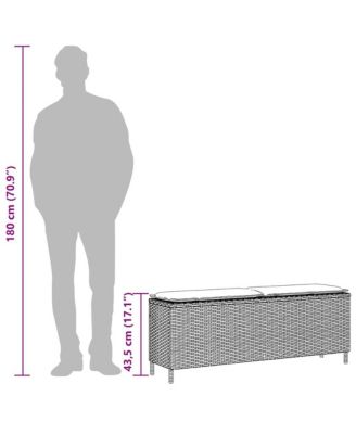 Patio Bench with Cushion Black 43.3"x11.8"x15.9" Poly Rattan