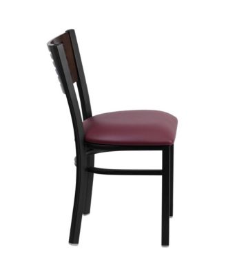 2 Pack Decorative Slat Back Metal Restaurant Chair