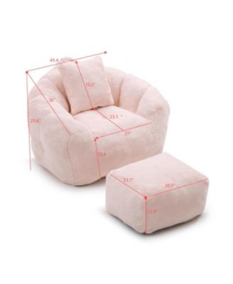 Giant Faux Fur Bean Bag Chair with Footstool