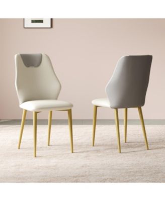 Set of 2 PU leather dining chairs with ergonomic backrests