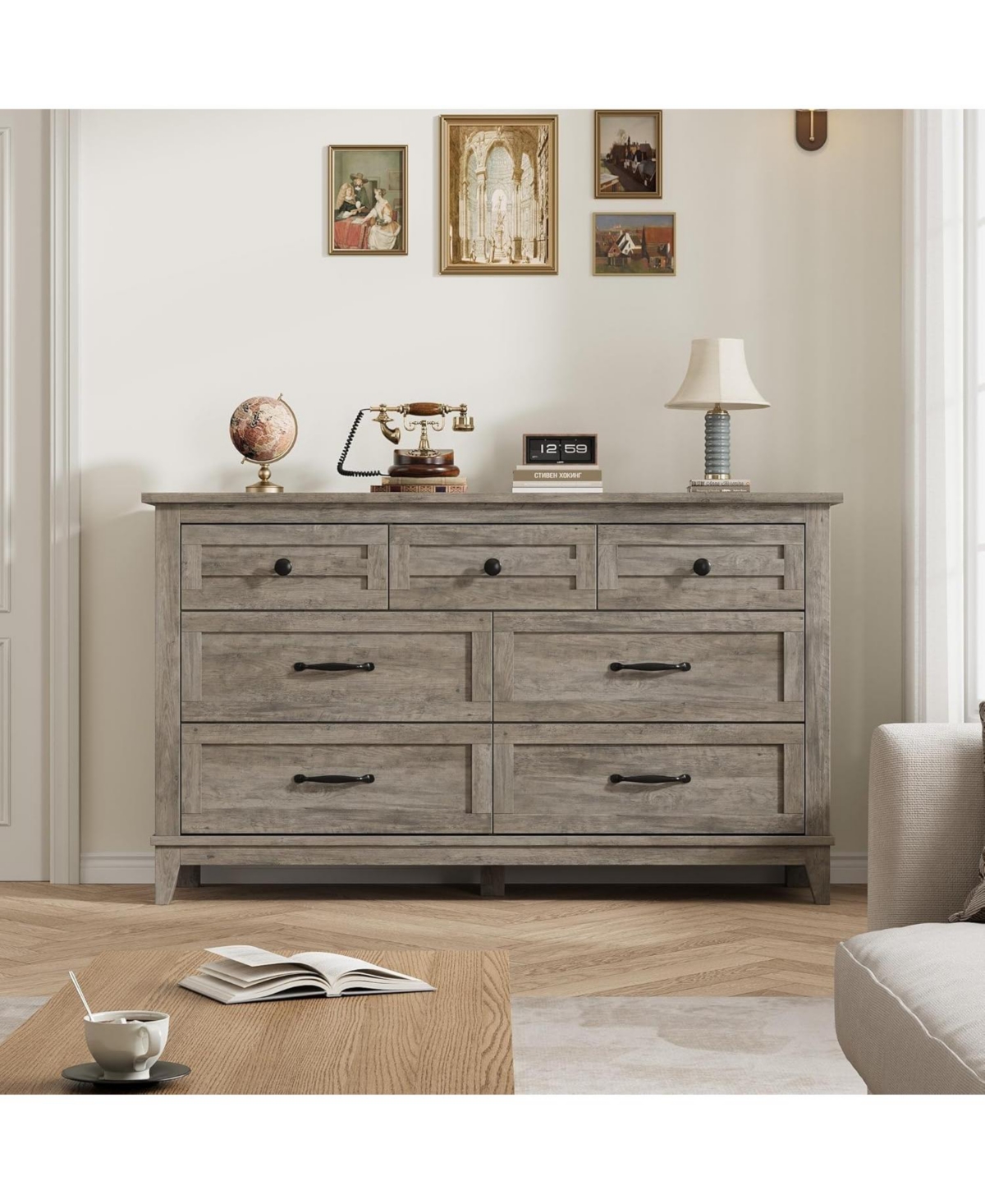 Gaomon 7 Dresser for Bedroom, 54 in Wide Drawer Dresser with Storage Freestanding