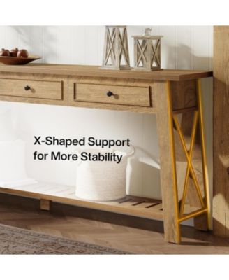 Console Table with 3 Storage Drawers, 70.87 Inches Extra Long Sofa Table Behind Couch with Bottom Shelf