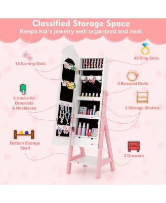 Kids Vanity Set Princess Makeup Dressing Table & Chair Set w/ Jewelry Armoire