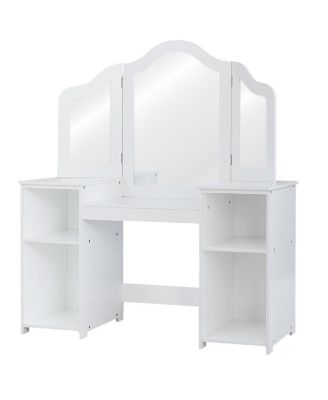 Vanity Table Set Makeup Dressing Kids Girls Study Table Tri Folding Mirror