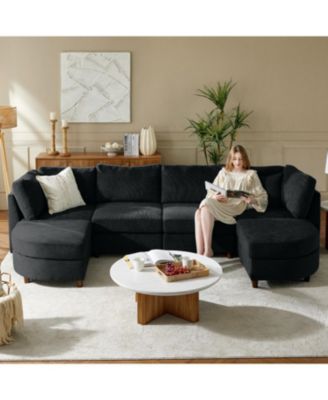 Dayman 6-Piece Modern Storage Convertible Sectional Sofa with End Table