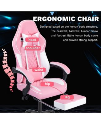 Leather Backrest Recline 90 ° - 135 °  Gaming Chair