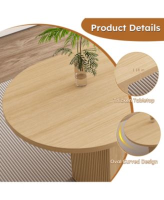 Oval Farmhouse Dining Table, 62.9 Inch, Natural Finish