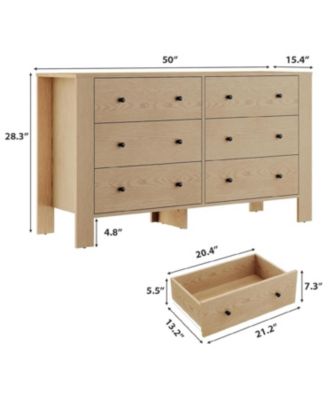 6 Drawer Dresser for Bedroom, Modern Wide Dresser Organizer with Storage Drawers
