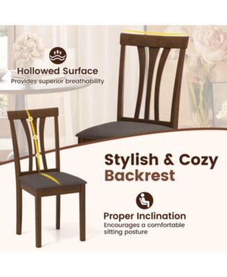 Dining Chairs Set of 2 Linen Fabric Dining Room Chairs with Hollowed Backrests