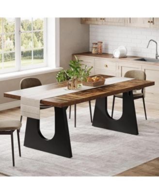 Large Dining Table for 6-8 People, Home Furniture (Dark Brown)