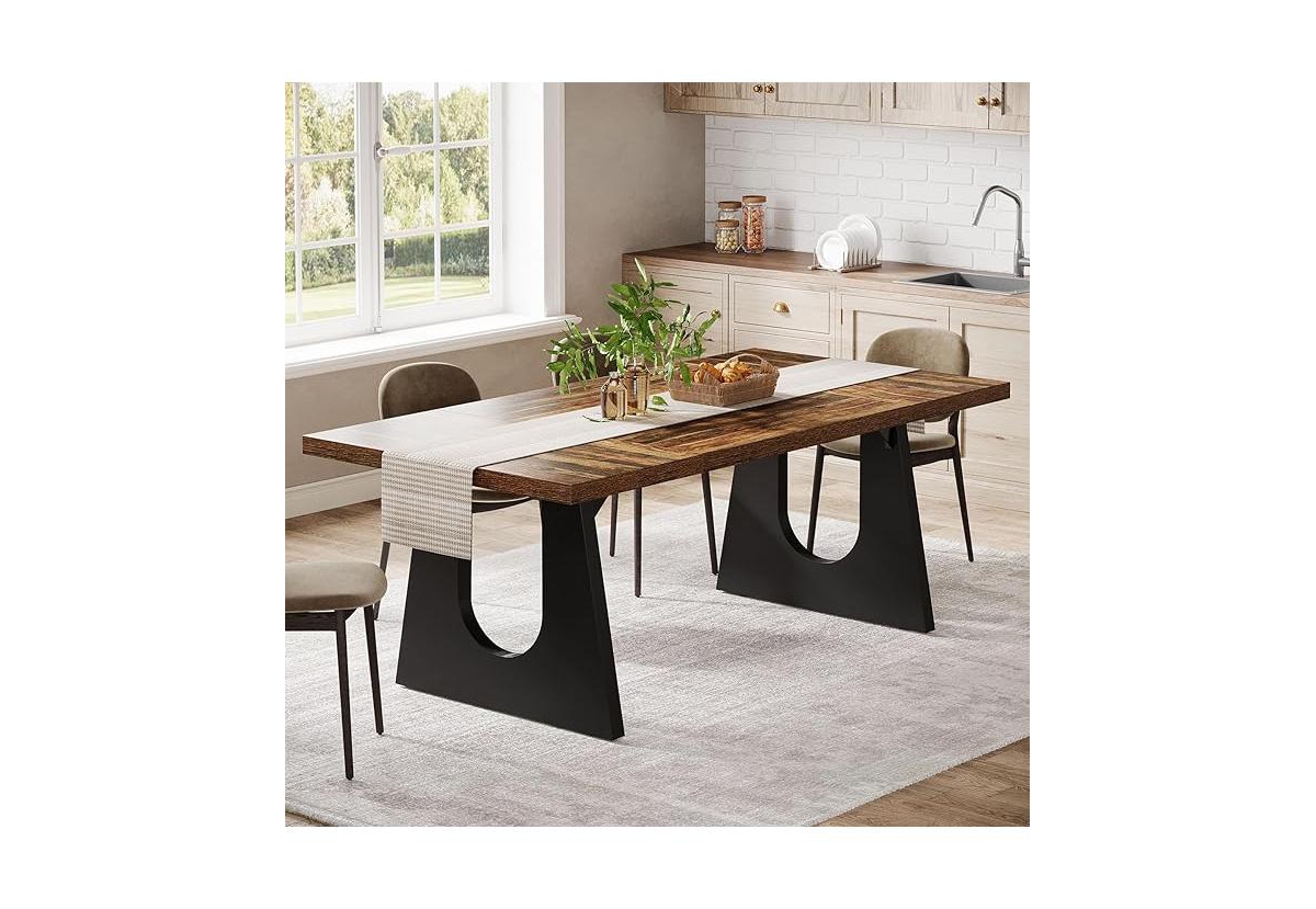 Tribesigns Large Dining Table for 6-8 People, Home Furniture (Dark Brown)