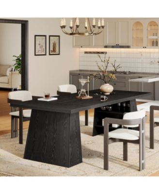 Black Rectangular Dining Table for 4-6 People – Modern Wooden Kitchen Table