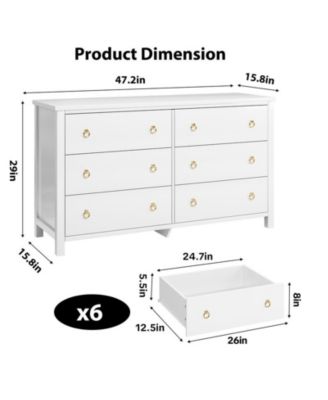 6 Dresser for Bedroom, 47.2" Wide Dresser