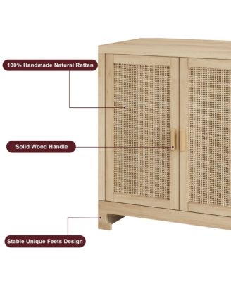 Buffet Cabinet - Rattan Storage Cabinet with Adjustable Shelves