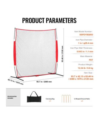 Barricade Backstop Net, 7x7 ft Sports Barrier Netting with Carry Bag, Practice Screen for Baseball, Softball, Soccer and Hockey