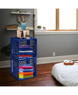 2-Pack Crate for Office Storage & Classroom Organization,Blue