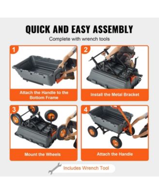 SUGFIT Heavy-Duty Dump Cart with 1500 lbs Capacity & Large Wheels