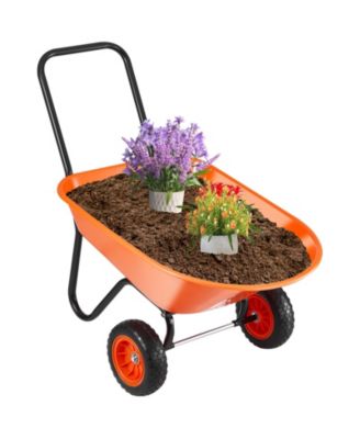 SUGFIT 2-Wheel Wheelbarrow with 5 Cu.Ft Capacity & Easy-Grip Handle