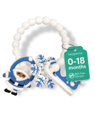 Silicone Christmas Teether Ring Toy for Baby, BPA Free Soothing Teething Relief Toy for Infant & Toddlers 0-18 Months