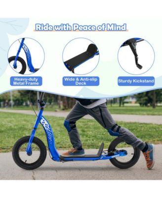 Youth Kick Scooter with Adjustable Height and Inflatable Wheels