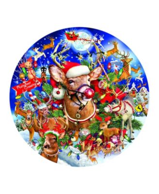 Reindeer Madness 1000 piece Jigsaw Puzzle for Adults Round Christmas