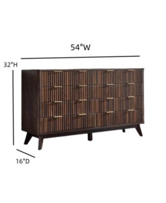 54" Fluted 8-Drawer Dresser, Modern Chest w/ Faux Marble Top, TV Stand & Wood Organizer