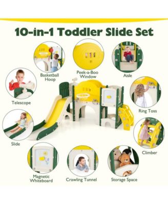 10 in 1 Toddler Slide and Climber Indoor Playset