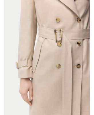 Women's Double Breasted Cashmere Trench Coat Black