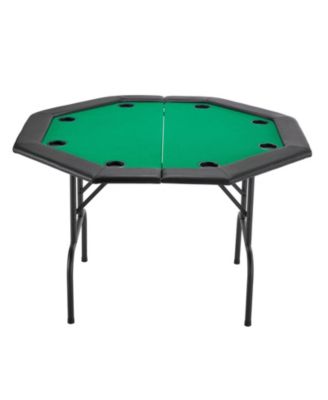Foldable Poker Table, 48" Octagonal 8-Player Folding Casino Table with Padded Rails and Cup Holders