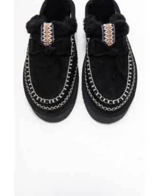 Women's Yalina Leather Platform Moccasin Slippers