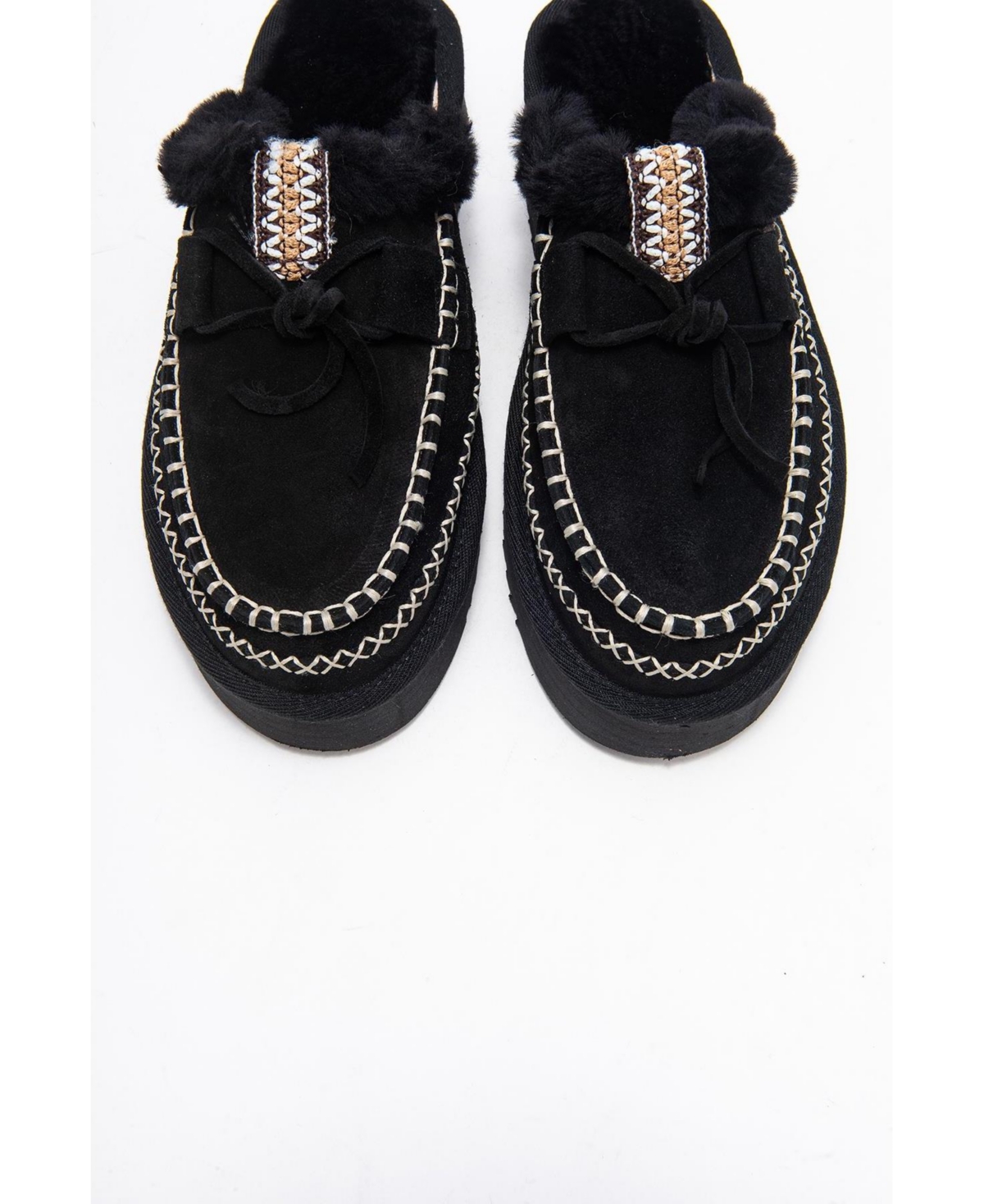 Forever & Always Shoes Yalina Leather Platform Moccasin Slippers (Women)