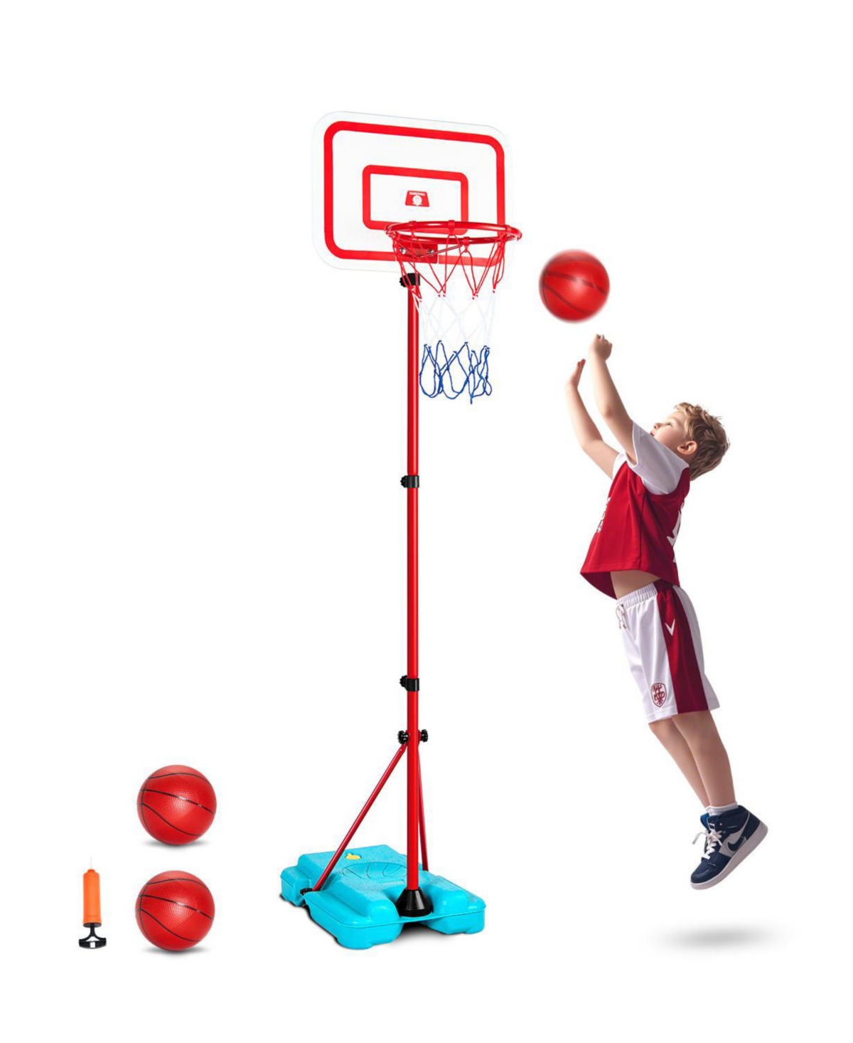 Mecale Kids Basketball Hoop, Height-Adjustable Portable Hoop with Fillable Base for Indoor and Outdoor Play