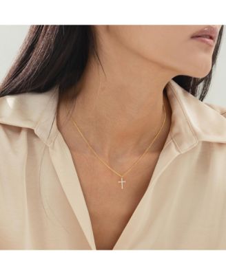 14k Gold Plated Lisette Crystal Cross Necklace Holiday Gift Guide