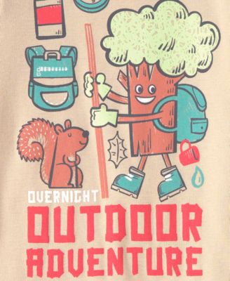 Boys' Toddler 2T-5T Tree and Squirrel Print Top and Pajama Pants, 4-Piece Set