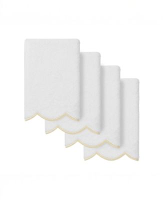 Adornia Scallop Cotton 4-Pc. Fingertip Towel Set, 11" x 18"
